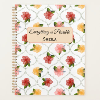 Vintage floral watercolour clear diamond Planner
