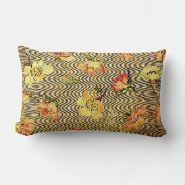 Vintage Floral Waves Lumbar Cushion (Front)