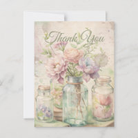 Vintage Floral Wedding Bridal Shower Thank You