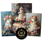 Vintage Floral Wedding Cake Food Bakery Decoupage Wrapping Paper Sheet<br><div class="desc">Creative & Unique Decoupage Tissue Paper using an array of textures,  patterns,  and vintage illustrations in vibrant,  muted,  colour palettes. Perfect for decoupage,  scrap booking,  and other paper craft.</div>