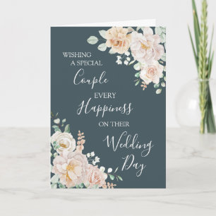 Vintage Floral Wedding Day Congratulations Card