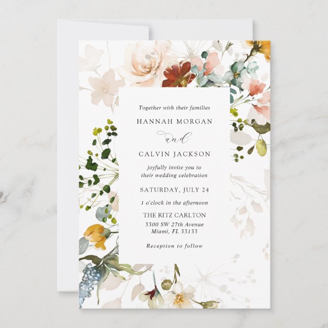 Vintage Floral Wedding Invitation (Front)