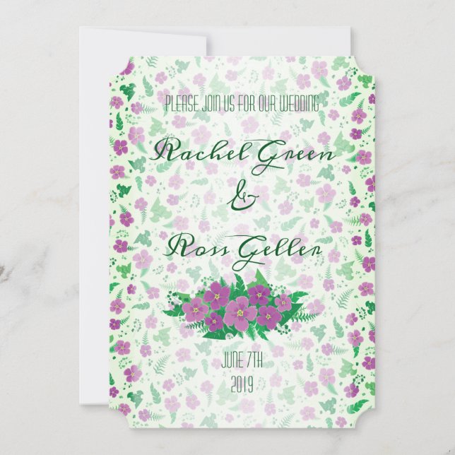 Vintage floral wedding invitation (Front)