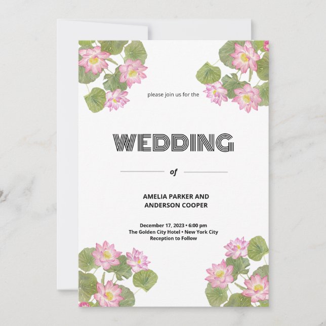 Vintage Floral Wedding Invitation (Front)