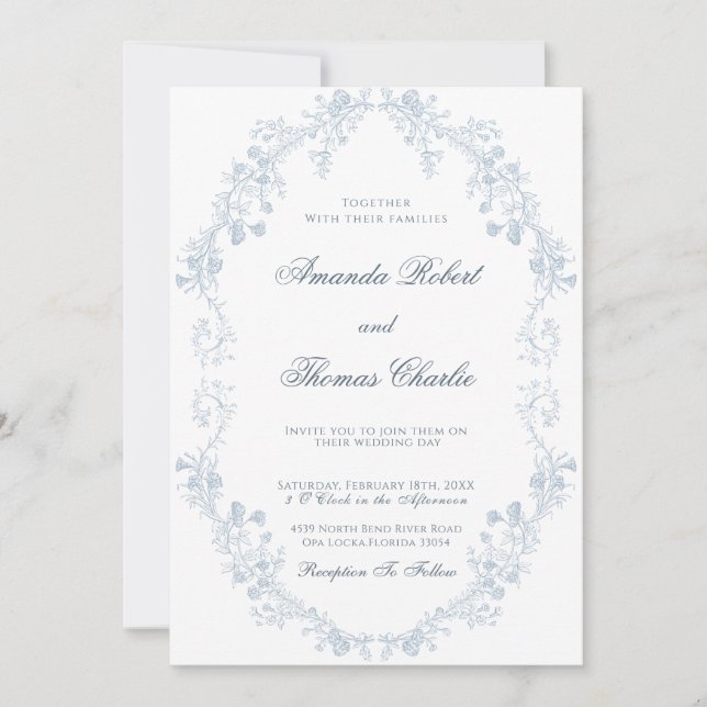 Vintage floral Wedding Invitation (Front)