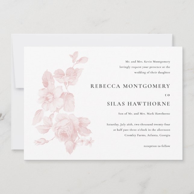 Vintage Floral Wedding Invitation (Front)