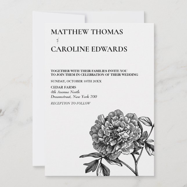 Vintage Floral Wedding Invitation (Front)