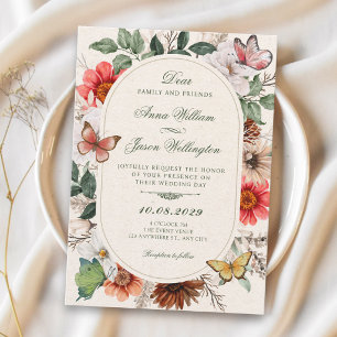 Vintage floral wedding invitation