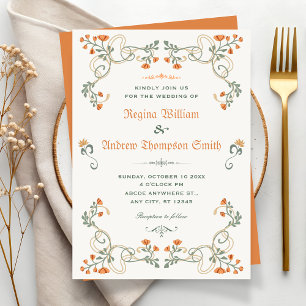 Vintage floral wedding invitation