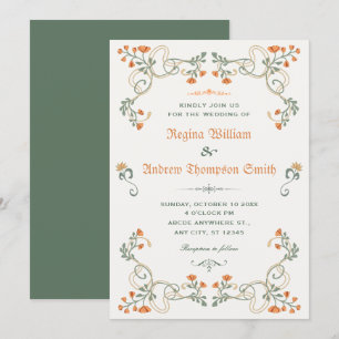 Vintage floral wedding invitation