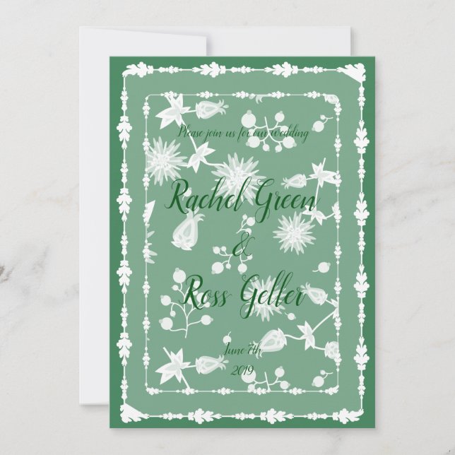 Vintage floral wedding invitation (Front)