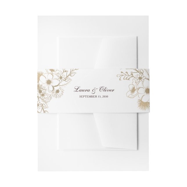 Vintage Floral Wedding Invitation Belly Band (Front Example)