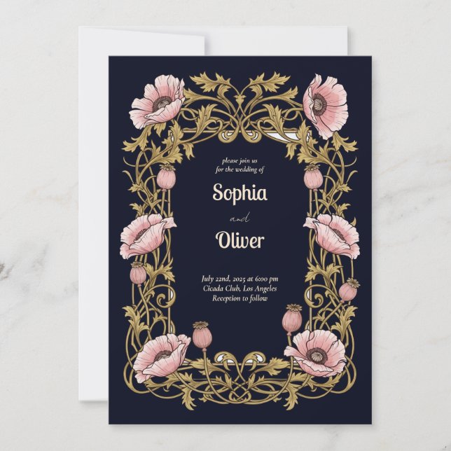 Vintage Floral Wedding Invitation Card (Front)