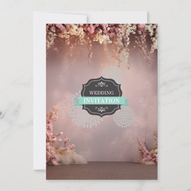 Vintage Floral Wedding Invitation - Elegant Frame  (Front)