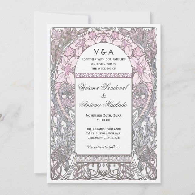 Vintage Floral Wedding Invitations V (v.2) (Front)