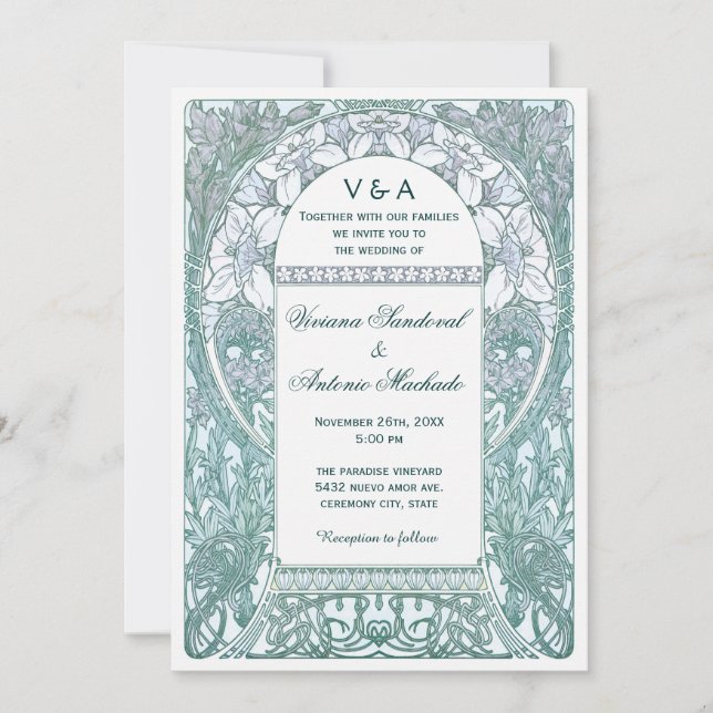 Vintage Floral Wedding Invitations V (v.3) (Front)
