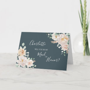 Vintage Floral Wedding Maid of Honor Proposal Card