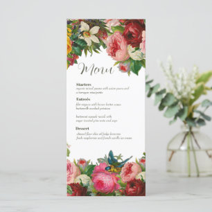 Vintage Floral Wedding Menu Card