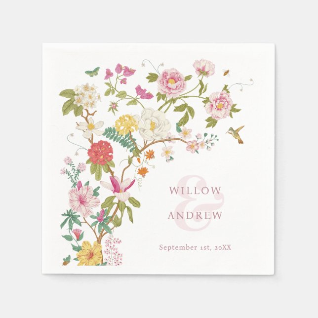 Vintage Floral Wedding Napkin (Front)
