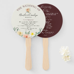Vintage Floral Wedding Program Hand Fans