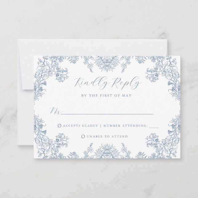 Vintage Floral Wedding RSVP Card (Front)