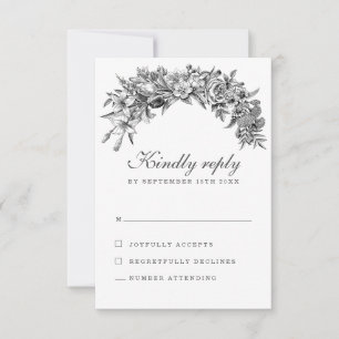 Vintage Floral Wedding RSVP Card