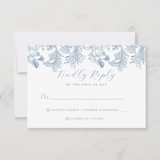 Vintage Floral Wedding RSVP Card (Front)