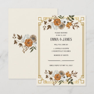 Vintage Floral Wedding RSVP Card