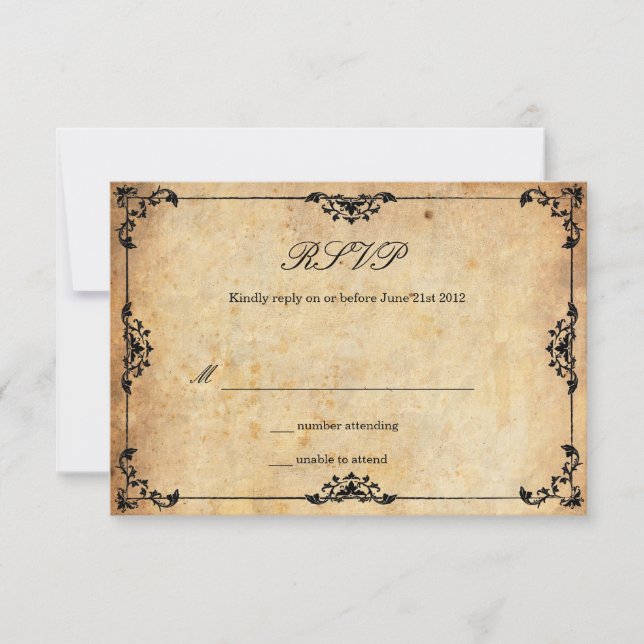 Vintage Floral Wedding RSVP Card (Front)