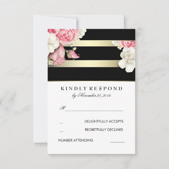 Vintage Floral Wedding RSVP Card (Front)