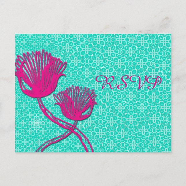 Vintage Floral Wedding RSVP Postcard (Front)