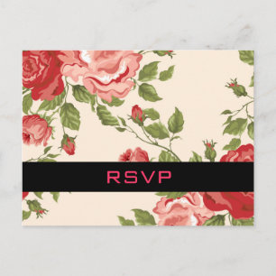 Vintage Floral Wedding RSVP Postcard