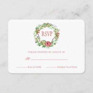 Vintage Floral Wedding Succulent   RSVP Card