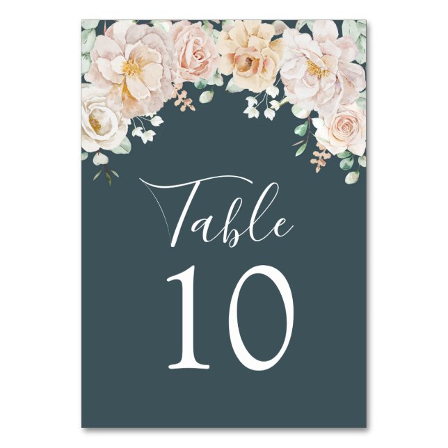 Vintage Floral Wedding Table Number Cards (Front)