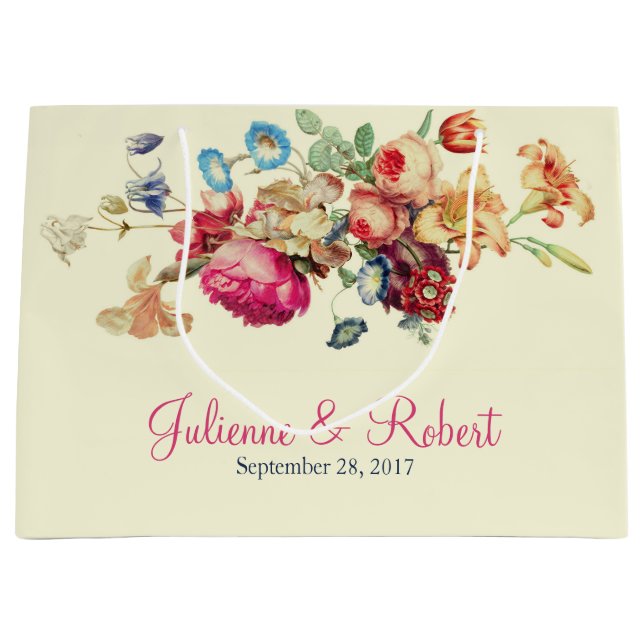 Vintage Floral Wedding Thank You Gift Bag (Front)