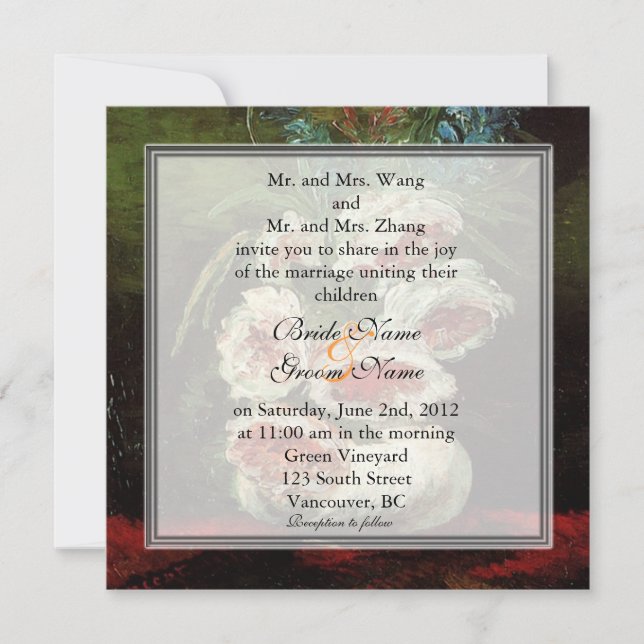 Vintage floral wedding, Van Gogh Invitation (Front)