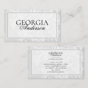 Vintage Floral White Lace Business Card