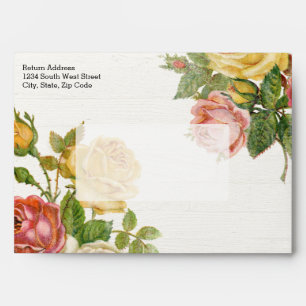 Vintage Floral Whitewash Spring Bridal Shower Envelopes