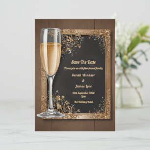 Vintage Floral with Champagne Toast Invitation