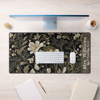Vintage Floral with Custom Text Desk Mat
