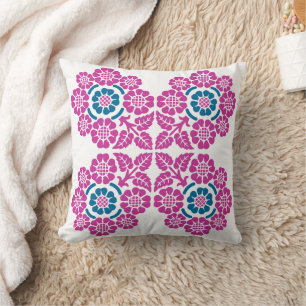 Vintage Floral with Customisable Background Throw Cushion
