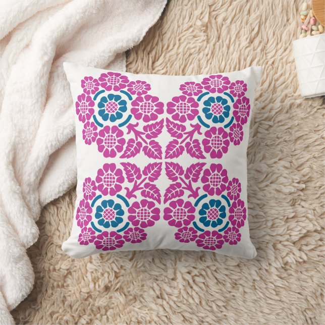 Vintage Floral with Customisable Background Throw  Cushion (Blanket)
