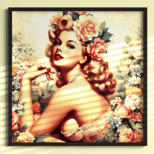 Vintage Floral Woman Poster