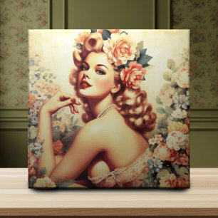 Vintage Floral Woman Tile