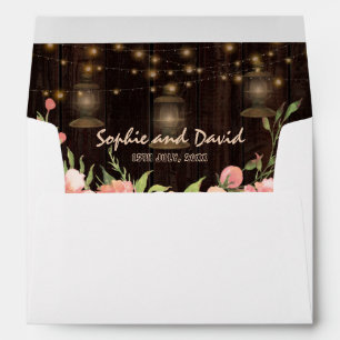 Vintage Floral Wood Old Lanterns Wedding Envelope