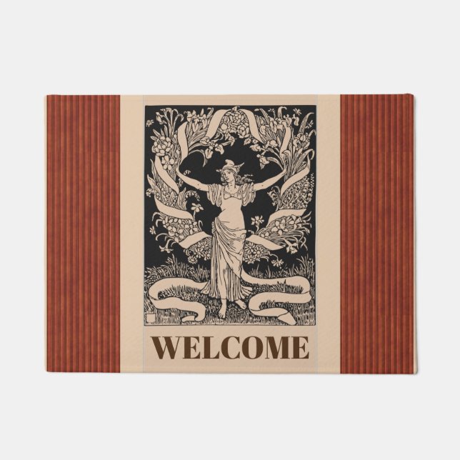 Vintage Floral Wreath Doormat (Front)