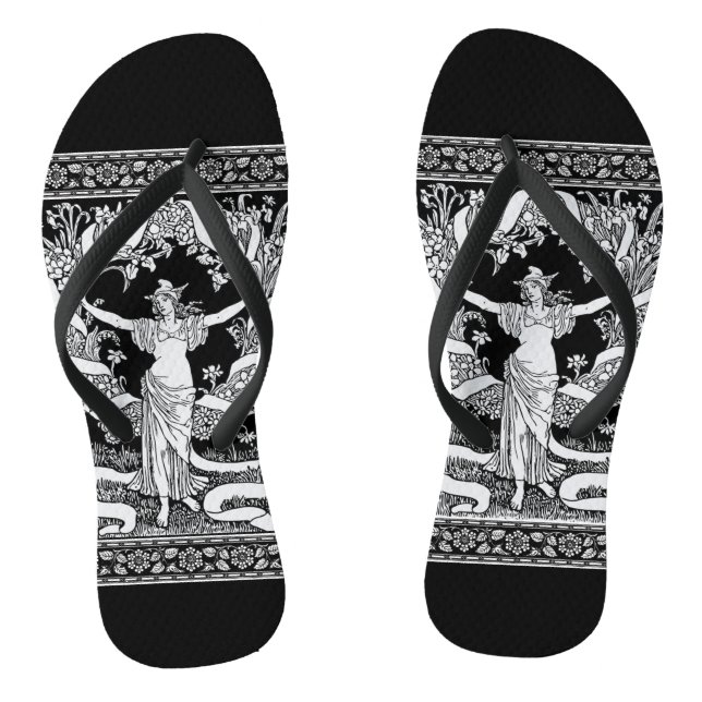 Vintage Floral Wreath Flip Flops (Footbed)