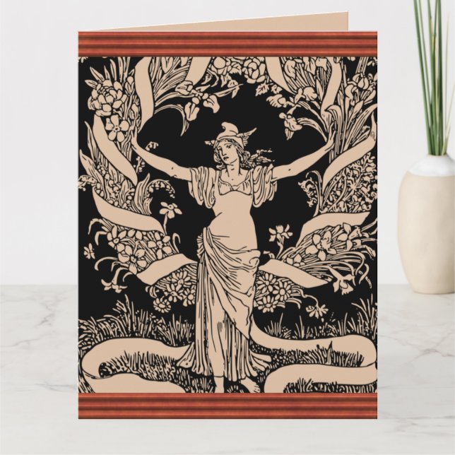 Vintage Floral Wreath Greeting Card (Front)