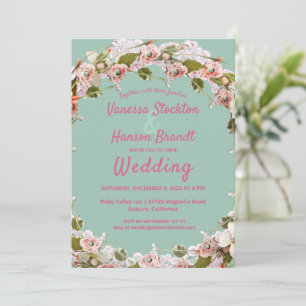 Vintage Floral Wreath Wedding Invitation