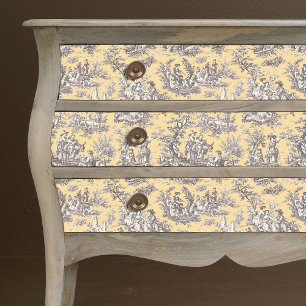 Vintage floral yellow grey toile de jouy tissue paper